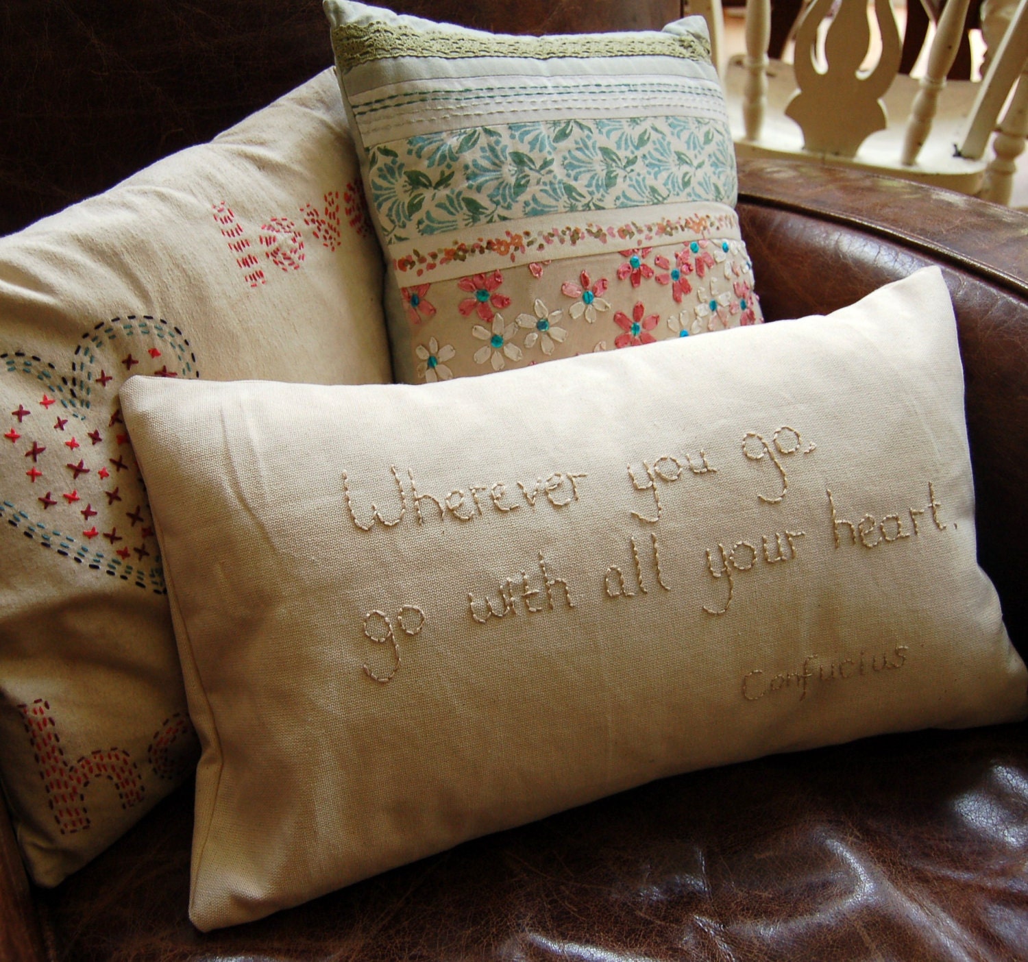 Hand Embroidered Rectangular Cushion