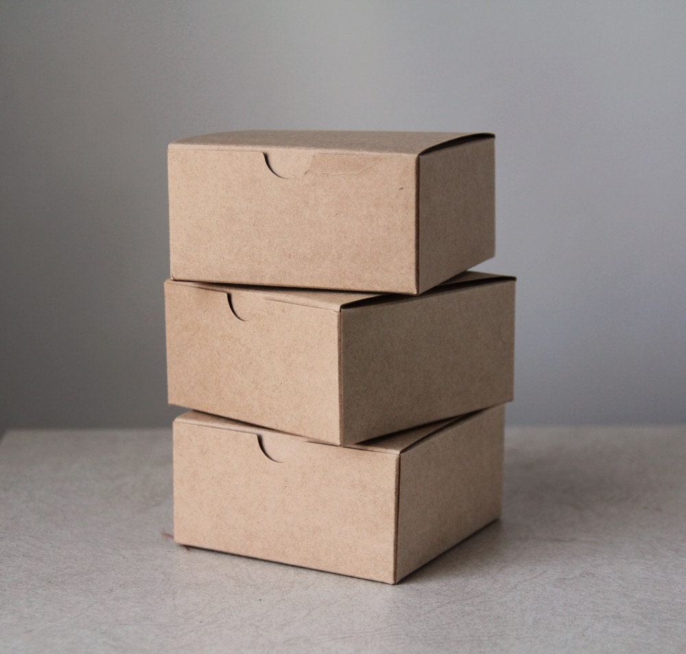 Set of 10- 4x4x2 inch Kraft Gift Boxes
