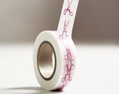 Pink Scissors Japanese Washi Tape- Single Roll 15mm