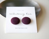 Nickel-Free Fabric Button Earrings - Solid Purple