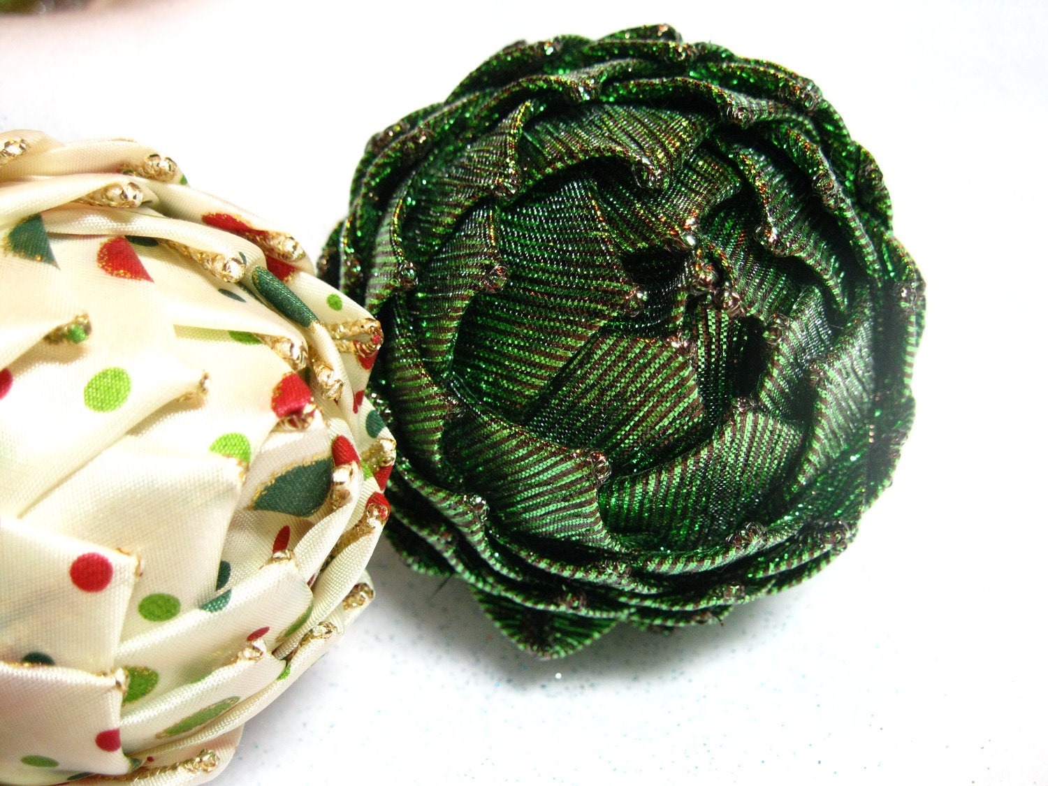 pine cone ornament, green, brown, Christmas keepsake
