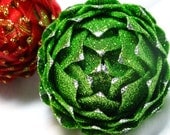 Unique keepsake ornament in apple green and silver