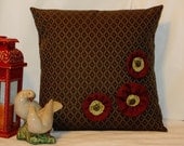 throw pillow cover, brown and cinnamon red