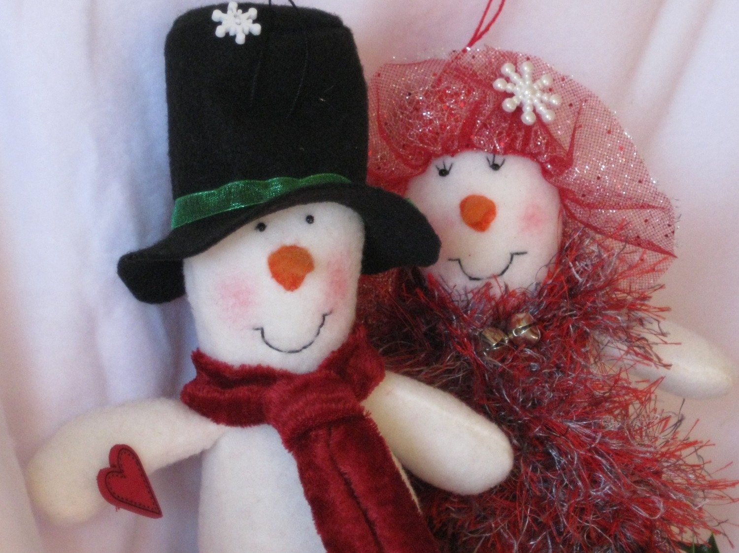 unique handmade holiday snowman ornament couple