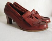 Vintage Heels Brown Leather  by Trotters size 9 1/2 70s