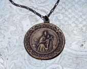Catholic Medal Necklace - Solid Bronze Our Lady of Mount Carmel Mary Religious Saint Chain