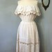 70s boho ivory cream dress strapless senorita cotton crochet spanish size small