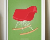 12x16 Giclee Affordable Art Print - Mid Century Icon Eames Rocker Chair
