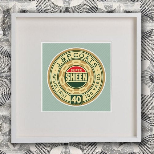 Affordable Art Giclee Print 12x12 Vintage Cotton Reel Label