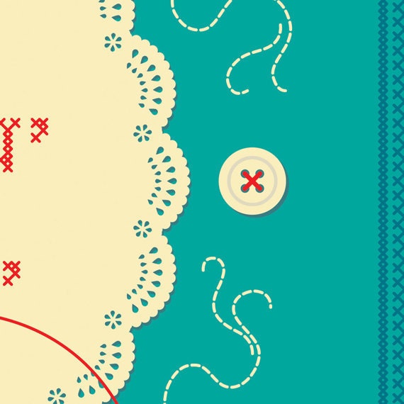 More Stitchin' Less Bitchin' giclee art print 12x16