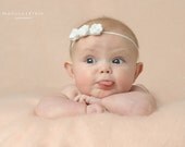 Felt Flower Headband - Newborn Baby Headbands to Adult - Little Rosebuds in White