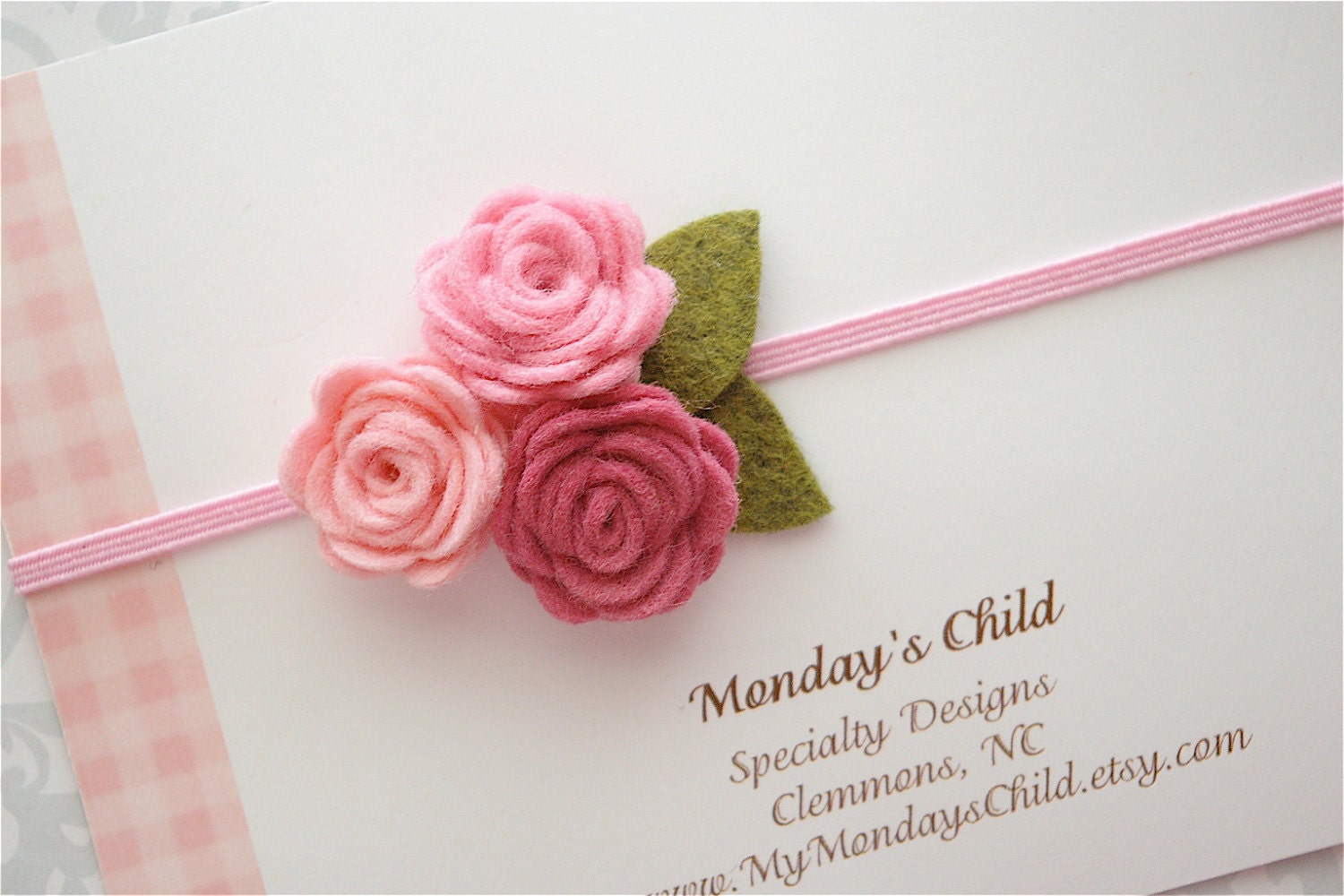 Felt Flower Headband in Blush Pink and Rose - Baby Headbands to Adult