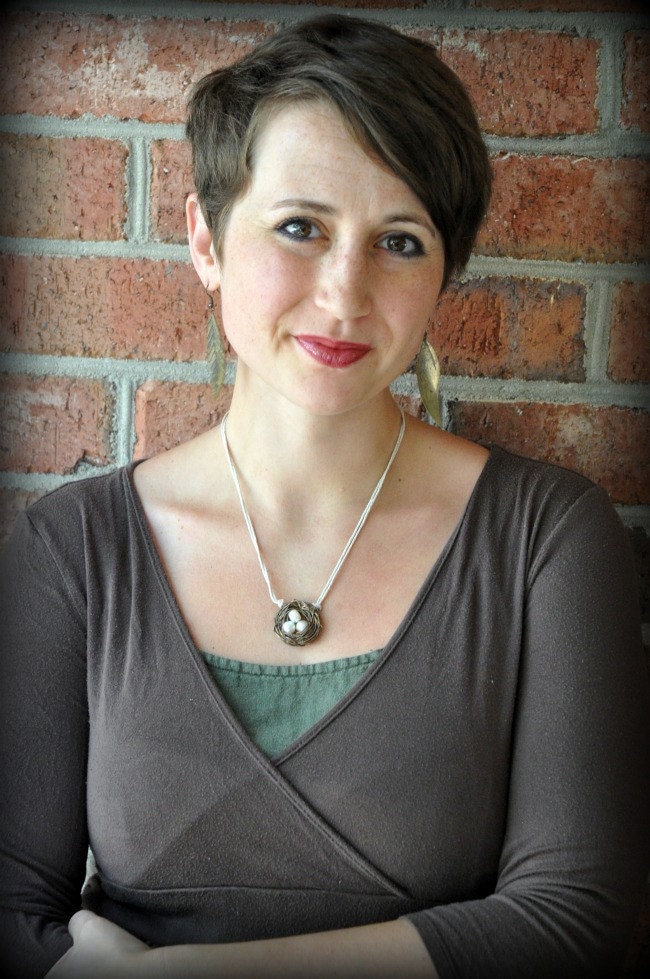 mama bird's nest necklace - antique brass