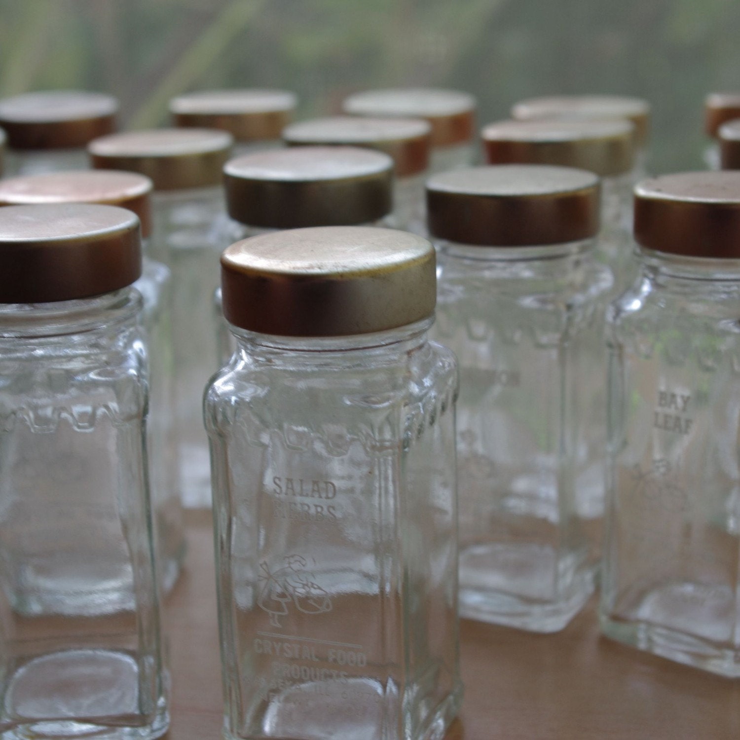 Vintage Spice Jars Set of 17 by Crystal Food by audreyrosempls