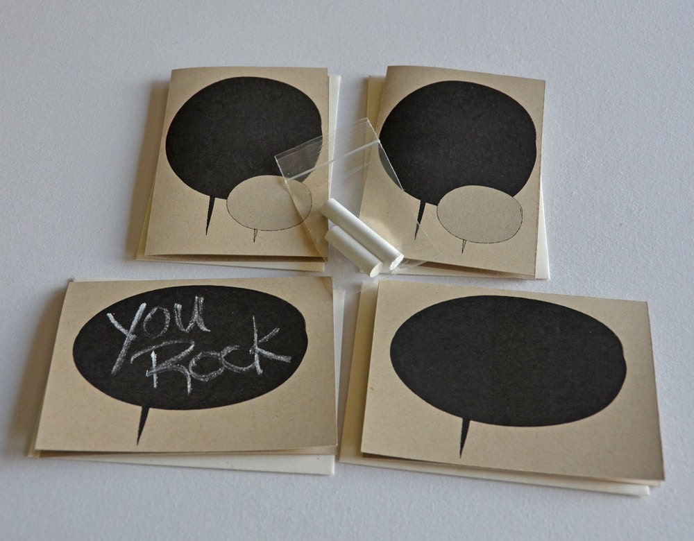 Set of 8 blank note cards. 9 envelopes. Chalk included.