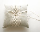 Ring Pillow, Natural Linen, Lace Pillow, Toulouse Pillow, Ring Bearer Pillow