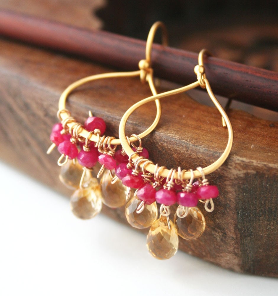 Jaipur Earrings, Bollywood Earrings, Gemstone Jewelry, India