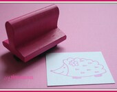 Hedgehog Stamp on Pink Wooden Handle