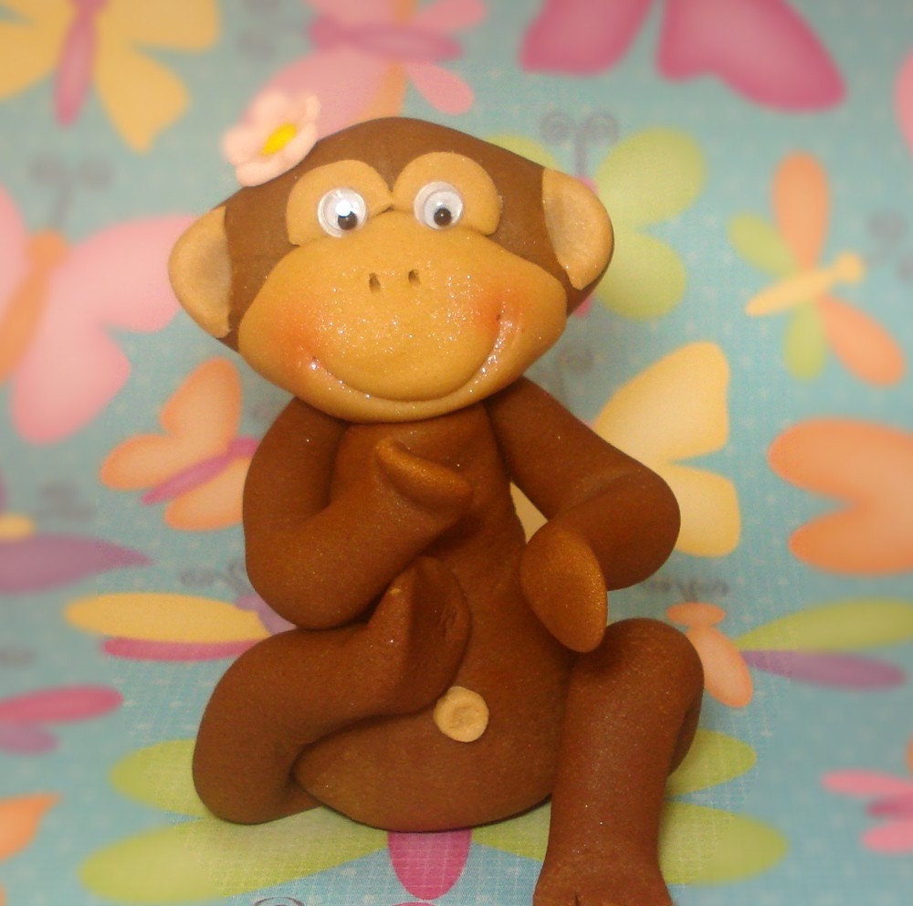 Fondant Cupcake Toppers - Girl Monkey - Cake Decorations Il_170x135