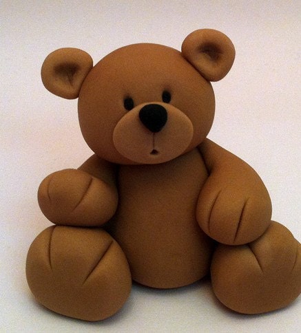 Fondant Teddy Bear Cake Topper Beautiful Cake Decoration Great cake idea for Christening and baby's first birthday Il_170x135