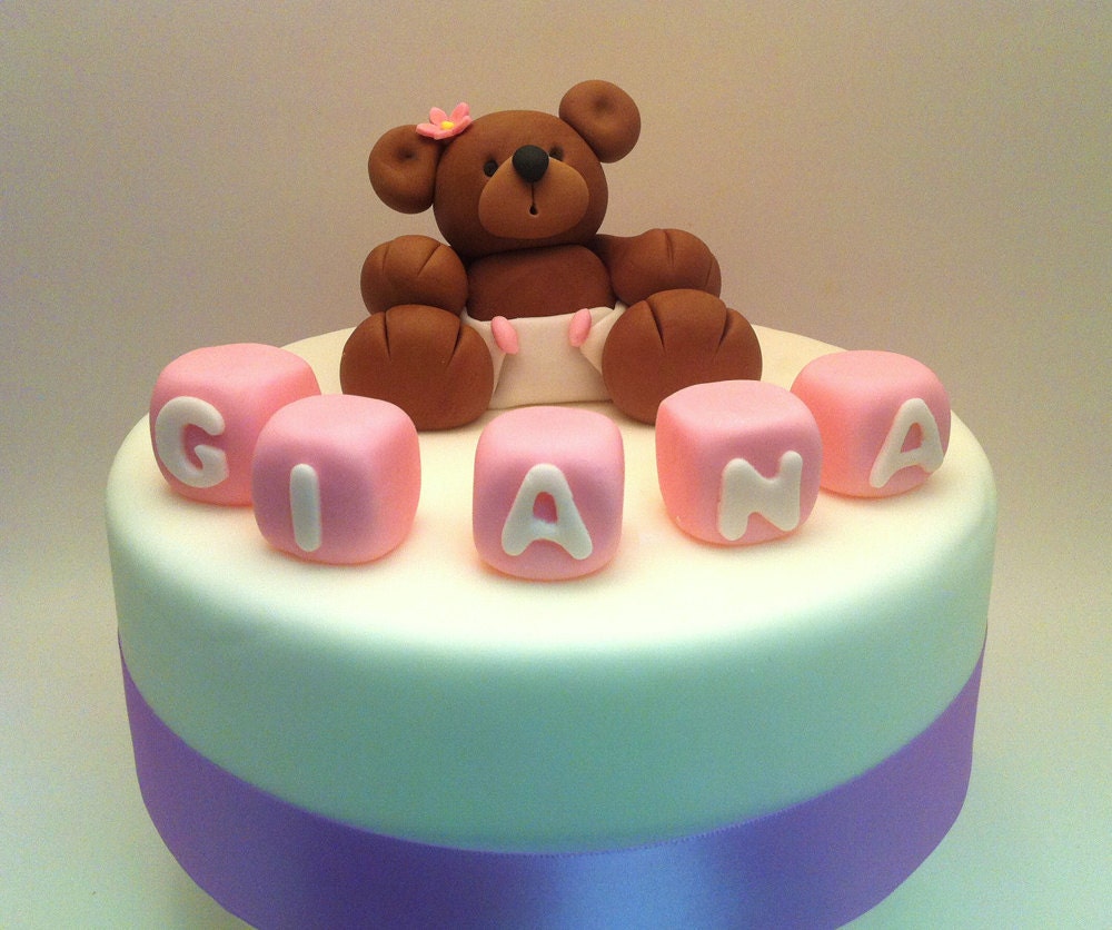 Baby Cake topper Teddy Bear Cake Topper Beautiful Cake Decoration Great cake idea for Christening and baby's first birthday Il_170x135