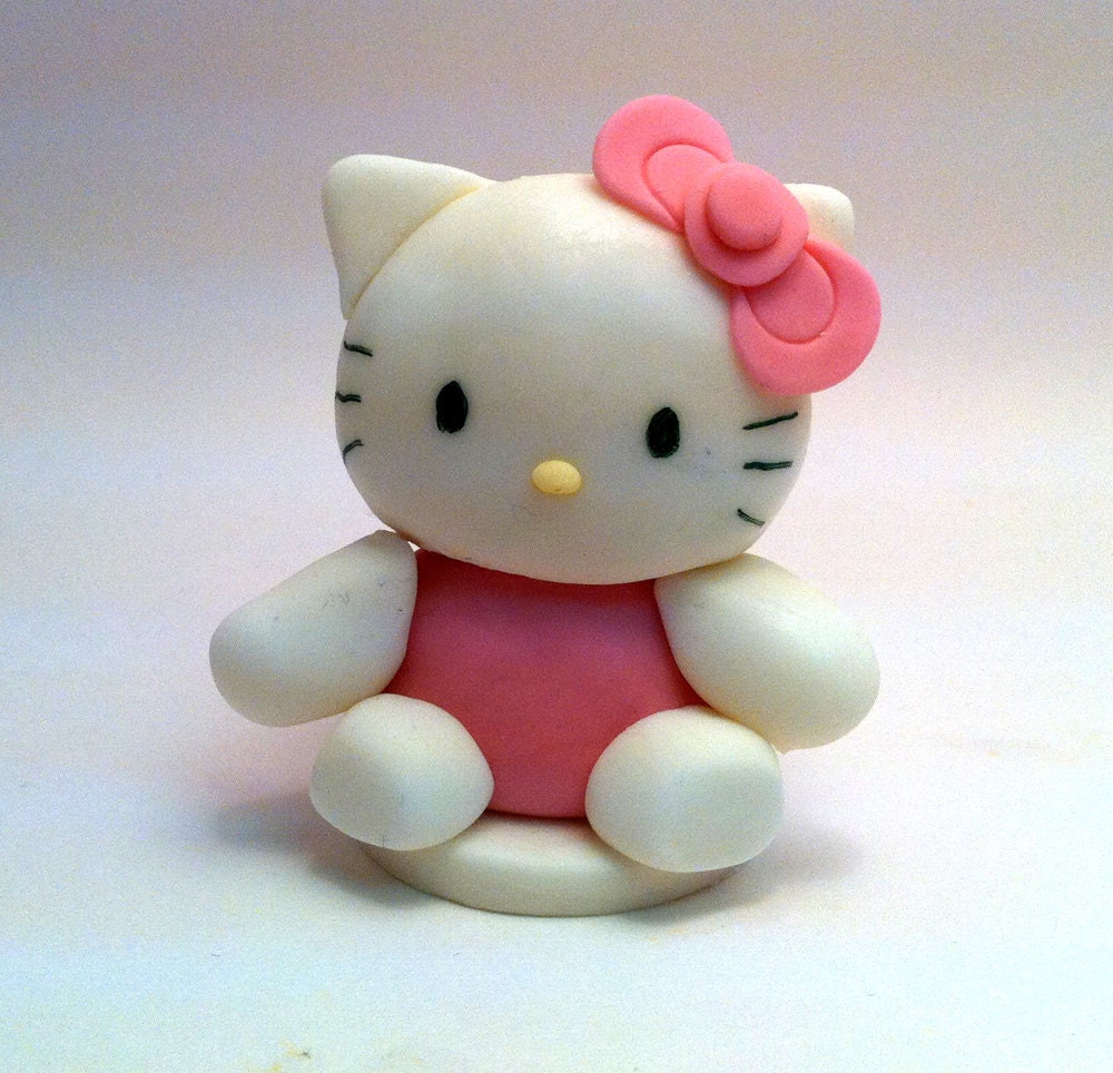 4" Fondant Kitty Cake Topper - Edible Fondant Decoration