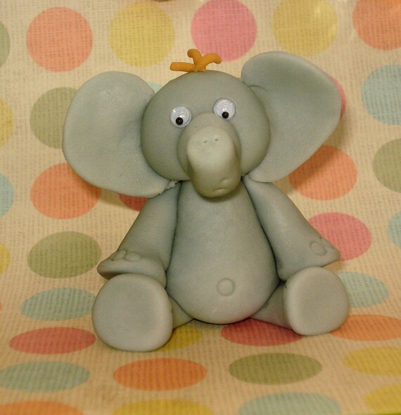 3" Fondant Jungle Elephant Cake CupcakeTopper - Cake Decorations for Jungle Party Il_570xn