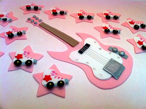 Fondant Guitar and roller skates package excellent toppers for a Rockin n' Rollin party Il_570xn