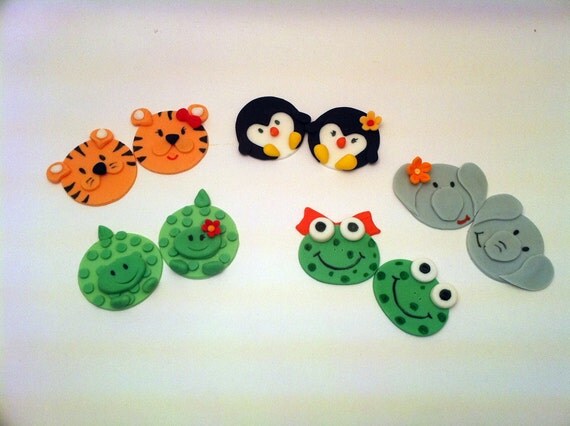 Fondant Noah's Ark Cupcake toppers , ideal for jungle parties Il_570xn