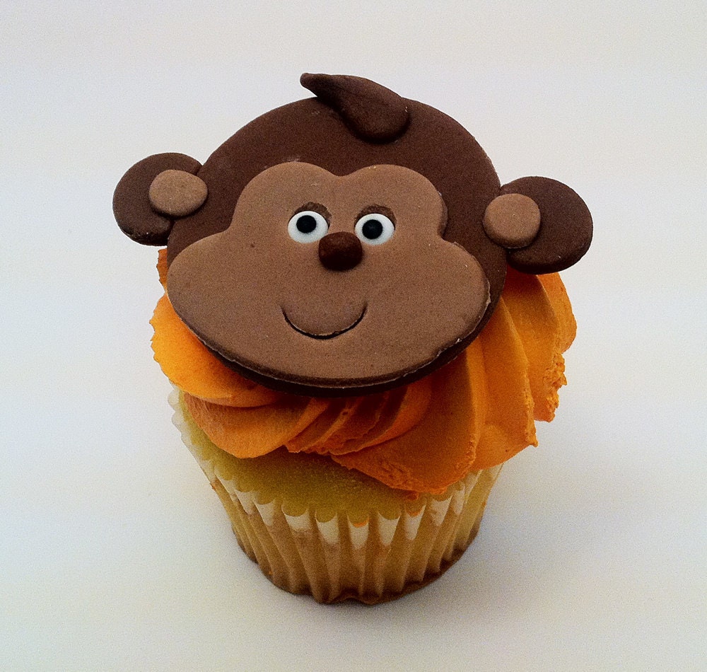 Fondant Jungle Monkey Cupcake toppers , ideal for jungle parties Il_570xn