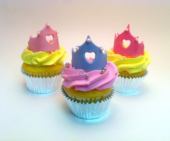 12 Fondant Princess Tiaras, lovely cupcake toppers for your princess party Il_570xn
