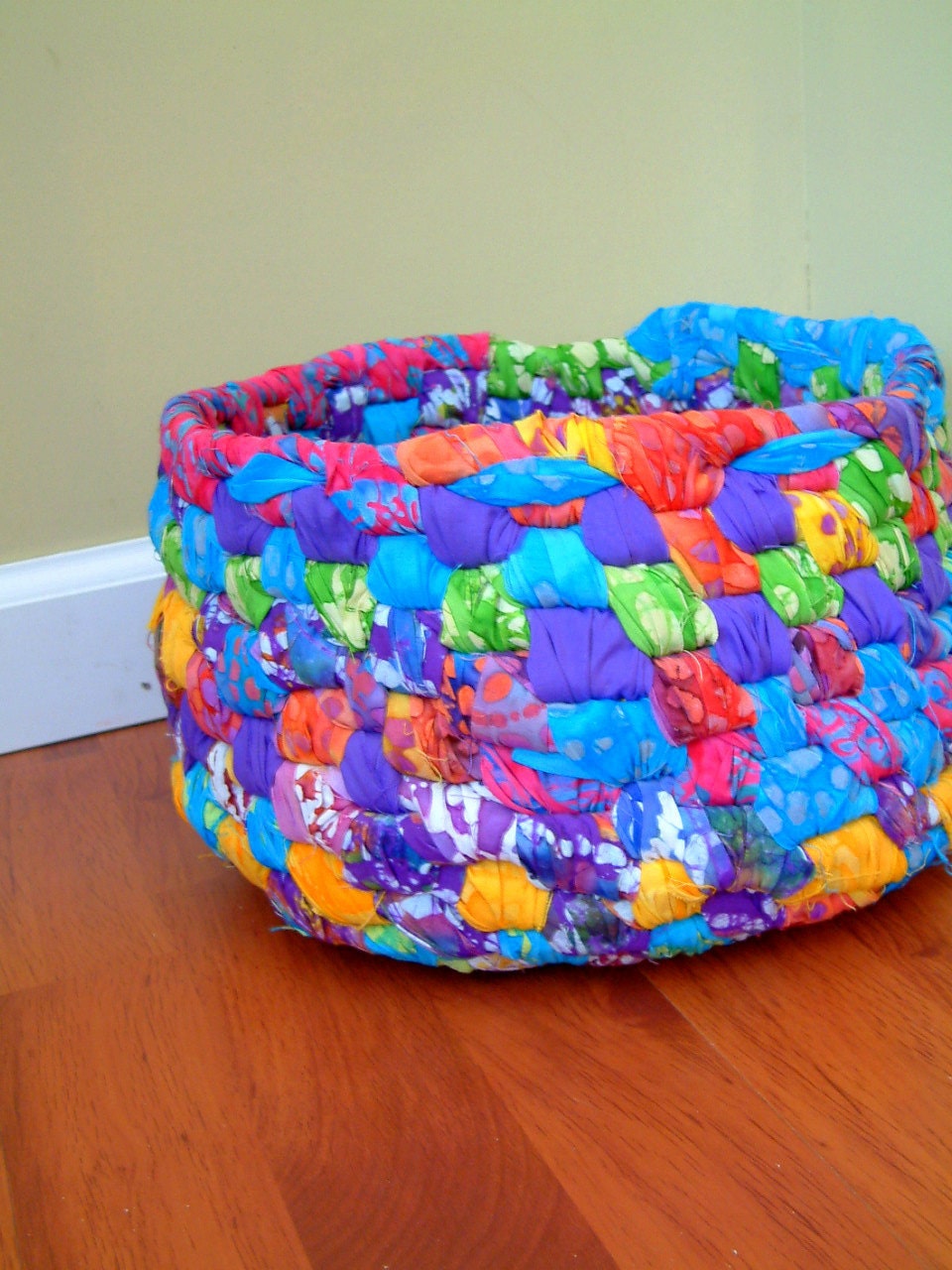 Bali Knot Storage Toy Basket - Rainbow Batik - Medium