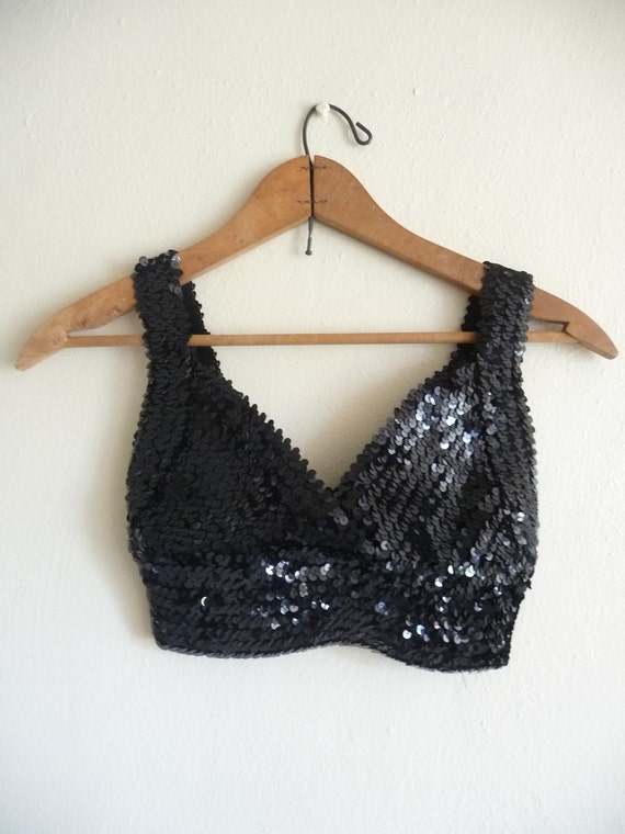 black sequin bralette top
