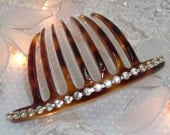 hand made Rare Round Setting, Rhodium Plated Swarovski Crystal elements French Hair Comb Fascinator, Comb Made in France
