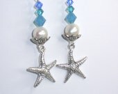 Wish Upon a Starfish...... Ocean Theme SS Bali Pearl Earrings with Swarovski elements added