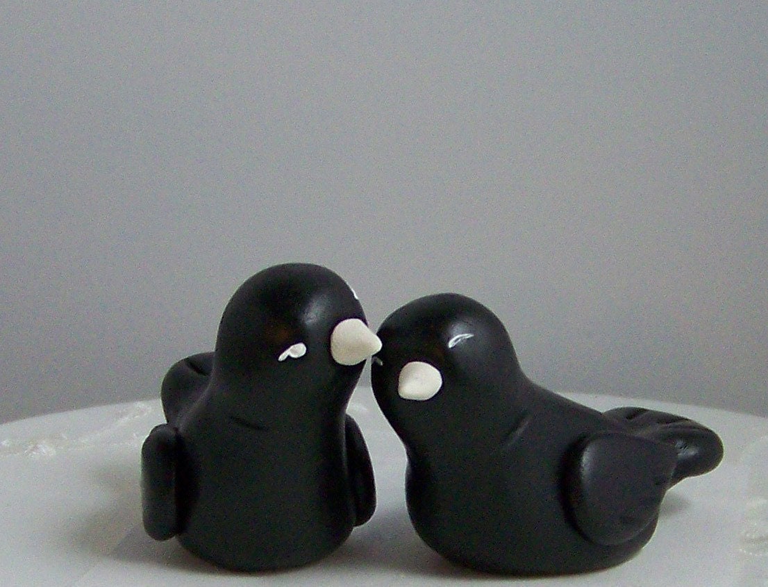 Bird Wedding Cake Topper Black and White Wedding - Custom Love Birds - Choice of Colors