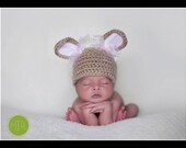 Easter Bunny Hat - DESIGNER HAT - Orginial Designer - Fabric Ears - Ribbon - Photo Prop - Newborn