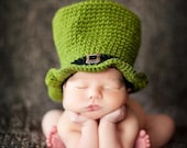 St Patricks Day Hat  - Newborn - Photo Prop - Green Brim Hat