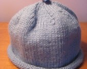 Knit Baby Hat - Hand Knit Newborn Baby Hat with Baseball Cap Accent Button on Top
