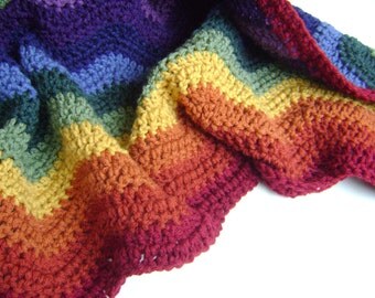 Crochet Pattern for Rainbow Ripple Baby Blanket - Easy Advanced Beginner Pattern