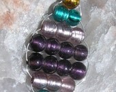 Beaded Silverfoil Woven 'Rainbow' Leaf Pendant