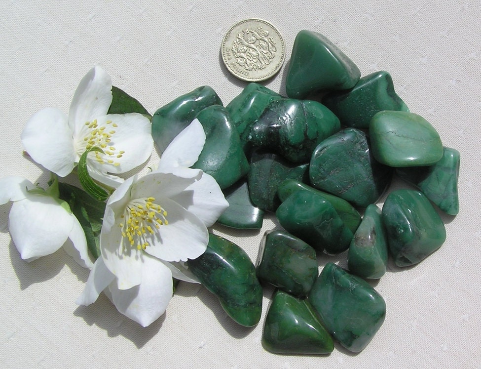 10 Green Budd Stone (African Jade) Crystal Tumblestones