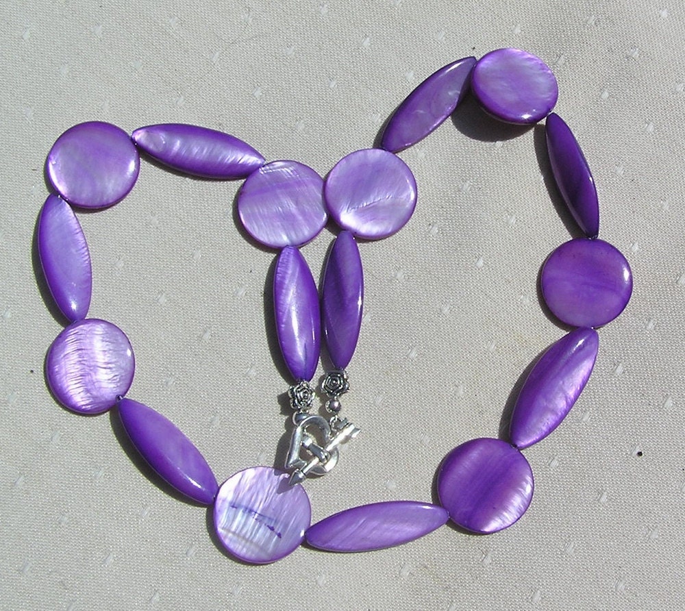 Purple Mother of Pearl Necklace - "Mallow"