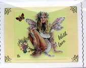 Honeysuckle Fairy Hand-Crafted 3D Decoupage Card - With Love (1458)