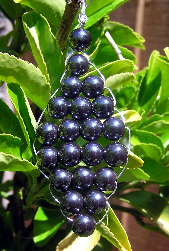 Hematite Gemstone Beaded Woven Leaf Pendant - Special Offer Price