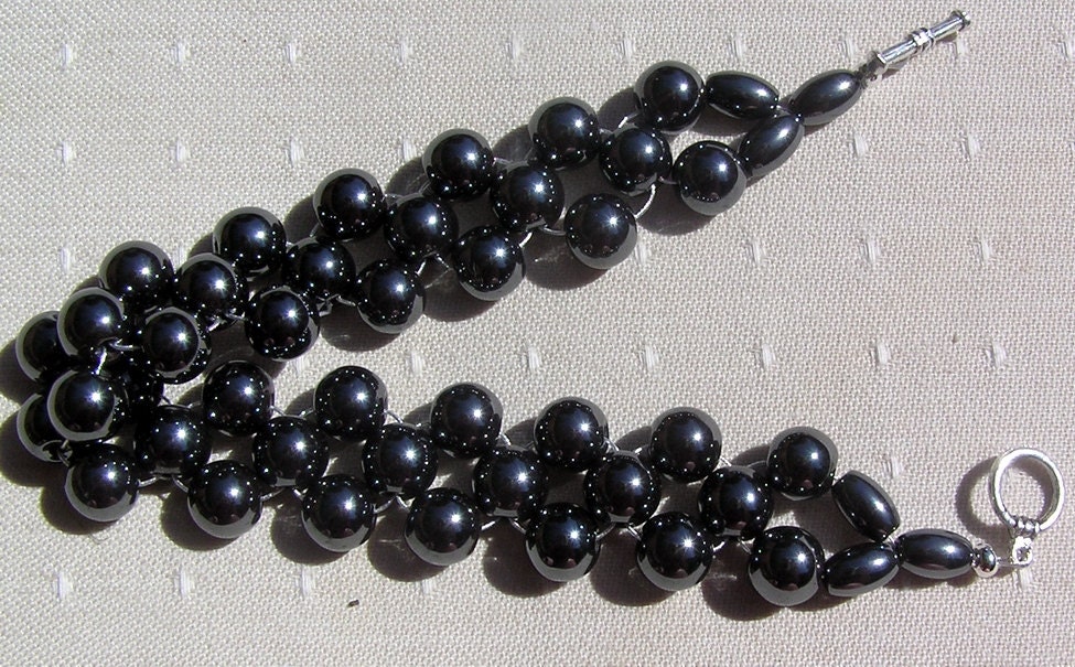 Hematite Gemstone Beaded Woven Leaf Pendant - Special Offer Price
