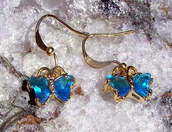 Ocean Sapphire Butterfly Earrings - Vintage (Unworn)