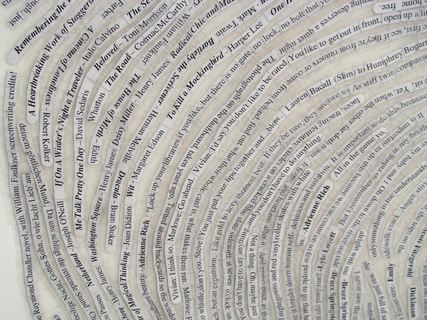 For the Booklover or Wordsmith....One of a Kind Black & White Custom Thumbprint Portraits - Totally Personalized