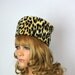 Cheetah Print Fur Pill Box Hat Vintage 1960s