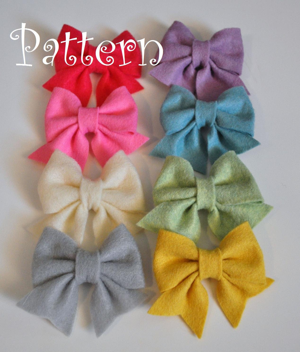 Felt Bow PDF Tutorial with Printable Templates Hairclip, Brooch, Headband, Baby Bow Tie 6 Bows in 1 Tutorial PLUS BONUS Headband  Tutorial